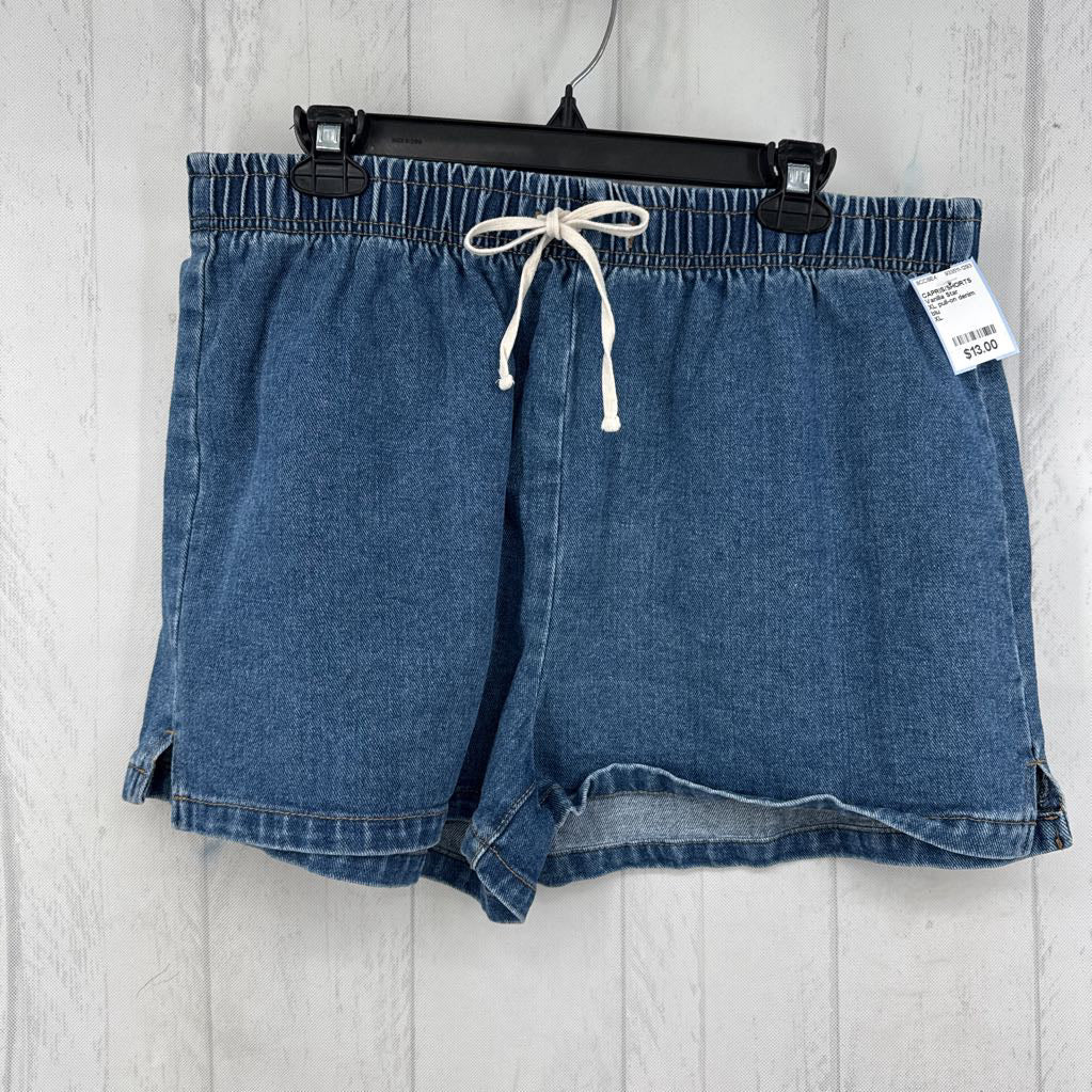 XL pull-on denim shorts