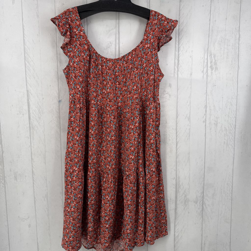 S flo print flutter slv dress