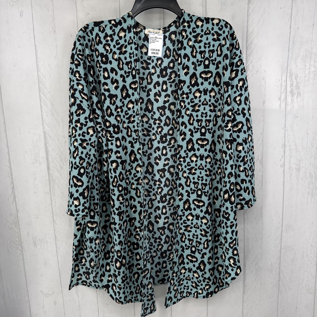 XL animal print open front cardi