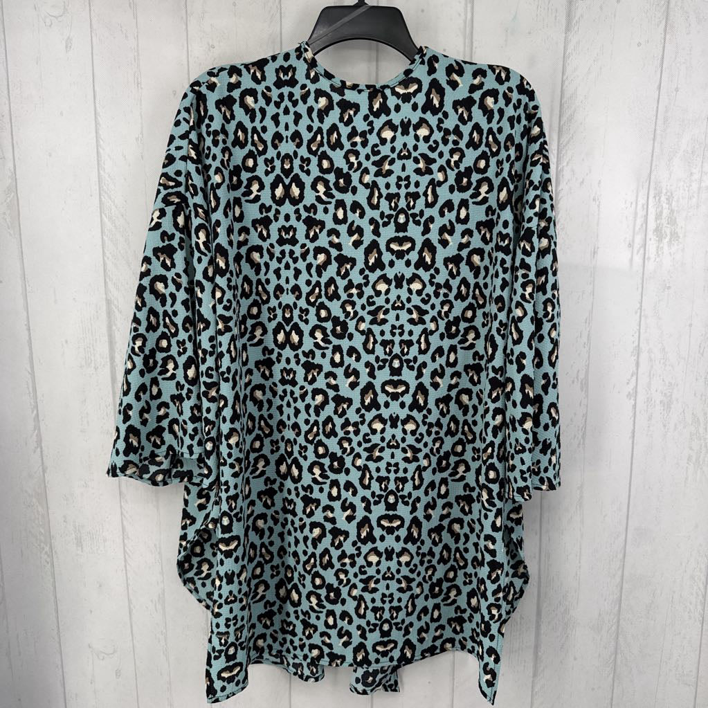 XL animal print open front cardi