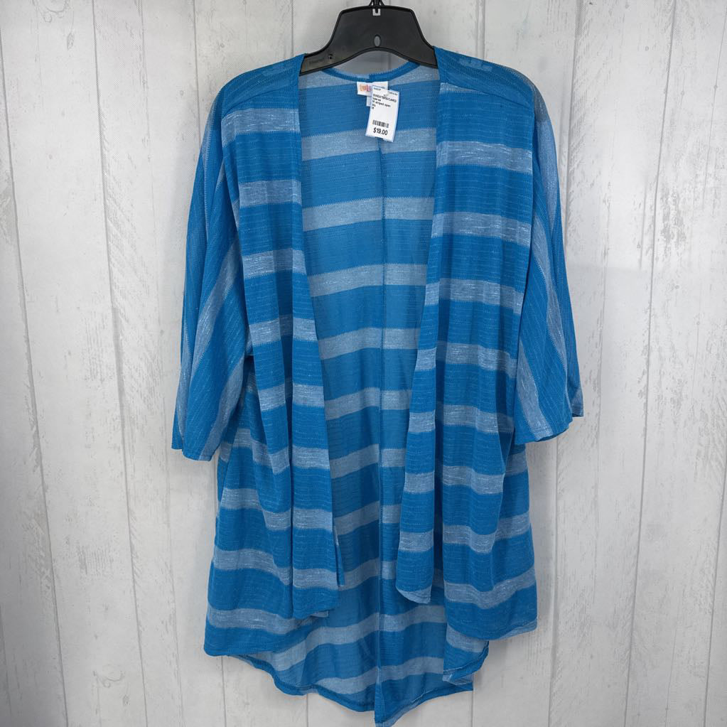 M striped open front 3/4 slv cardi