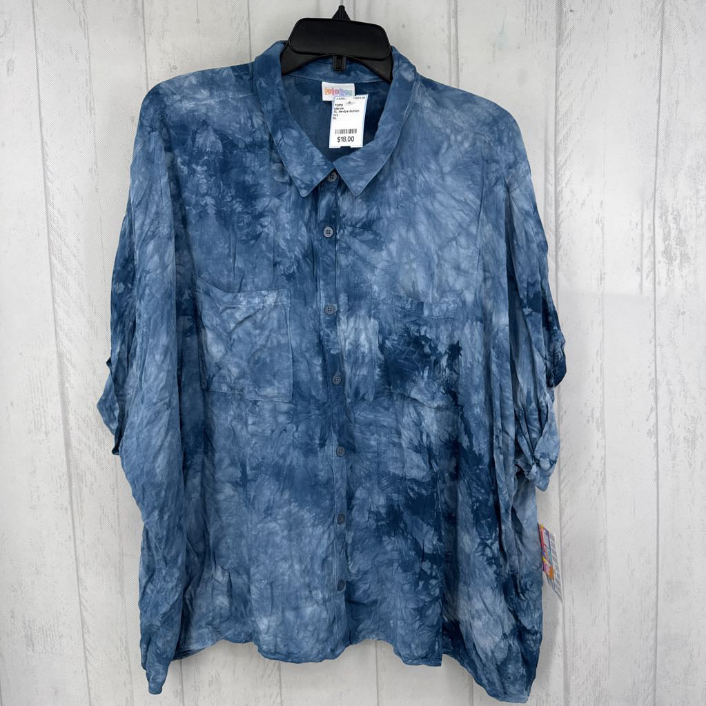 XL tie-dye button down l/s top