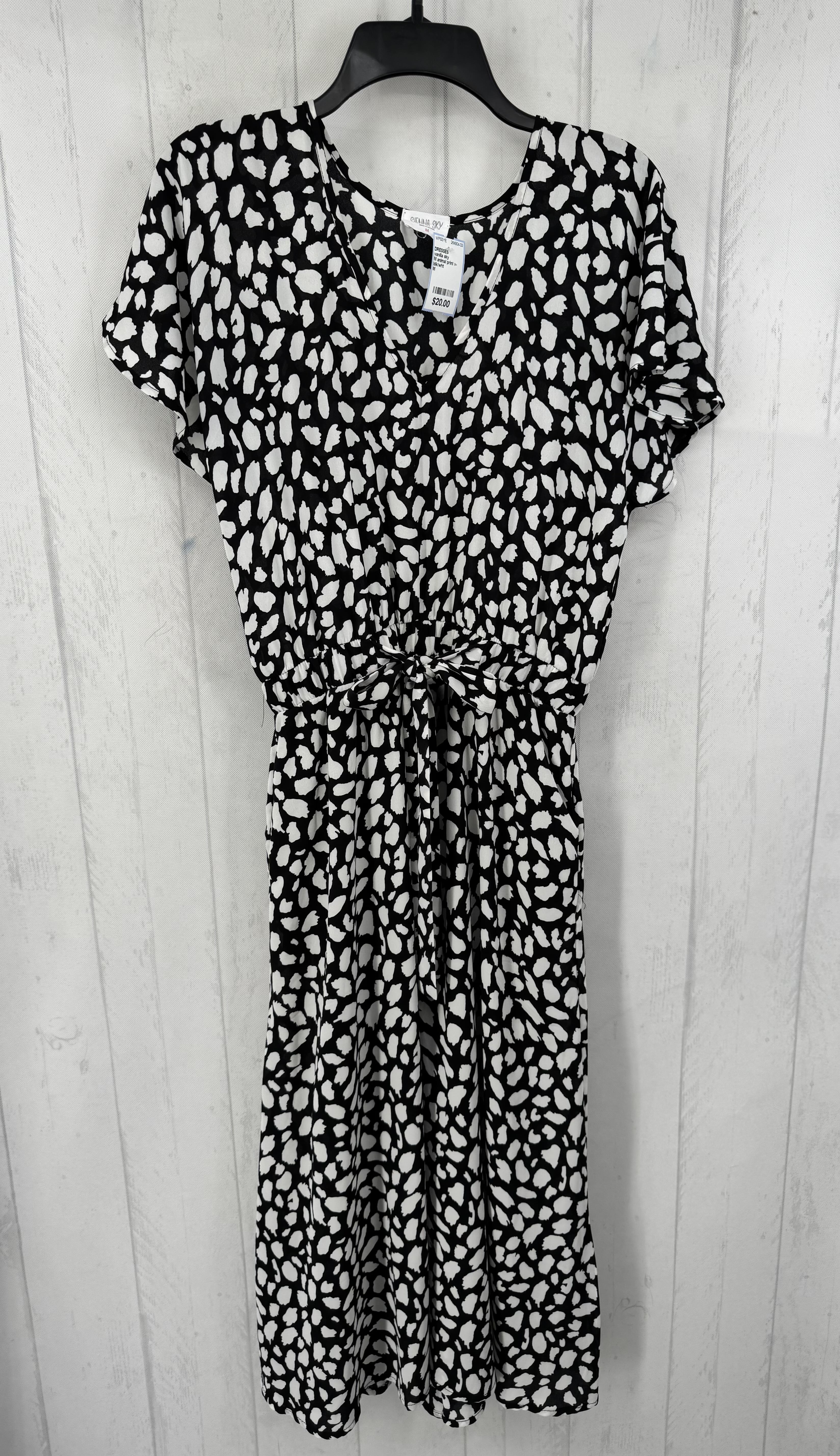 M animal print v-neck s/s dress