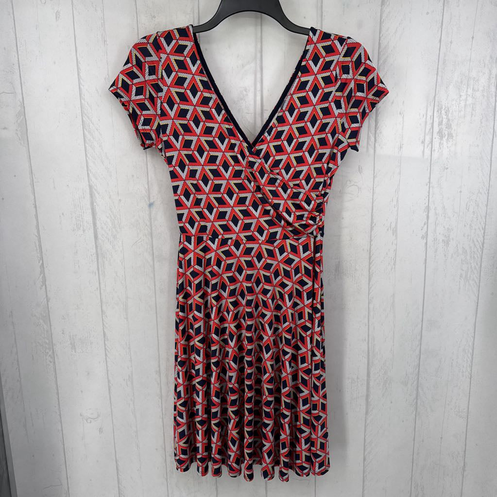 M printed crossover s/s knit dress