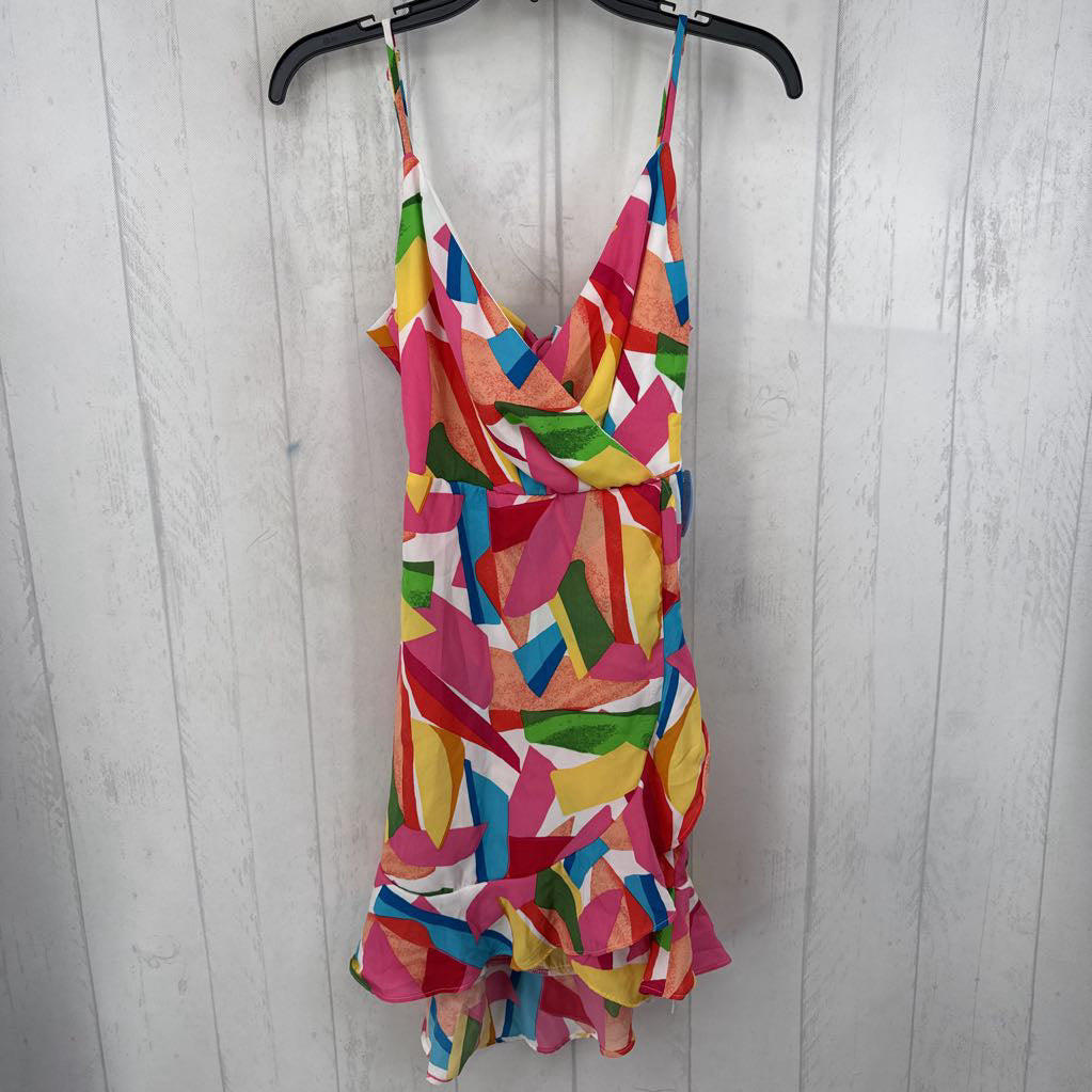 M printed back tie slvls dress