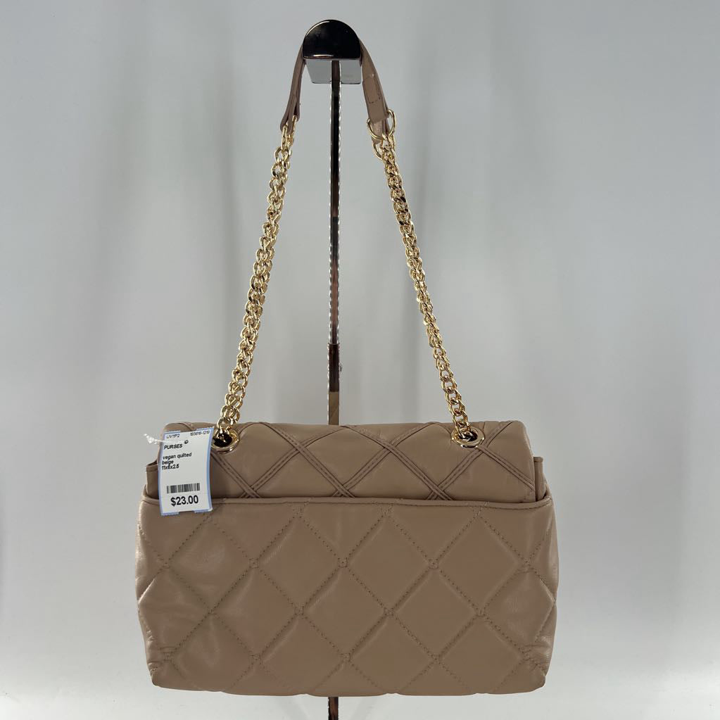 vegan quilted leather chain strap purse