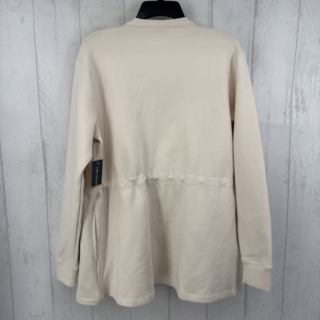 L cinched waist open front cardi