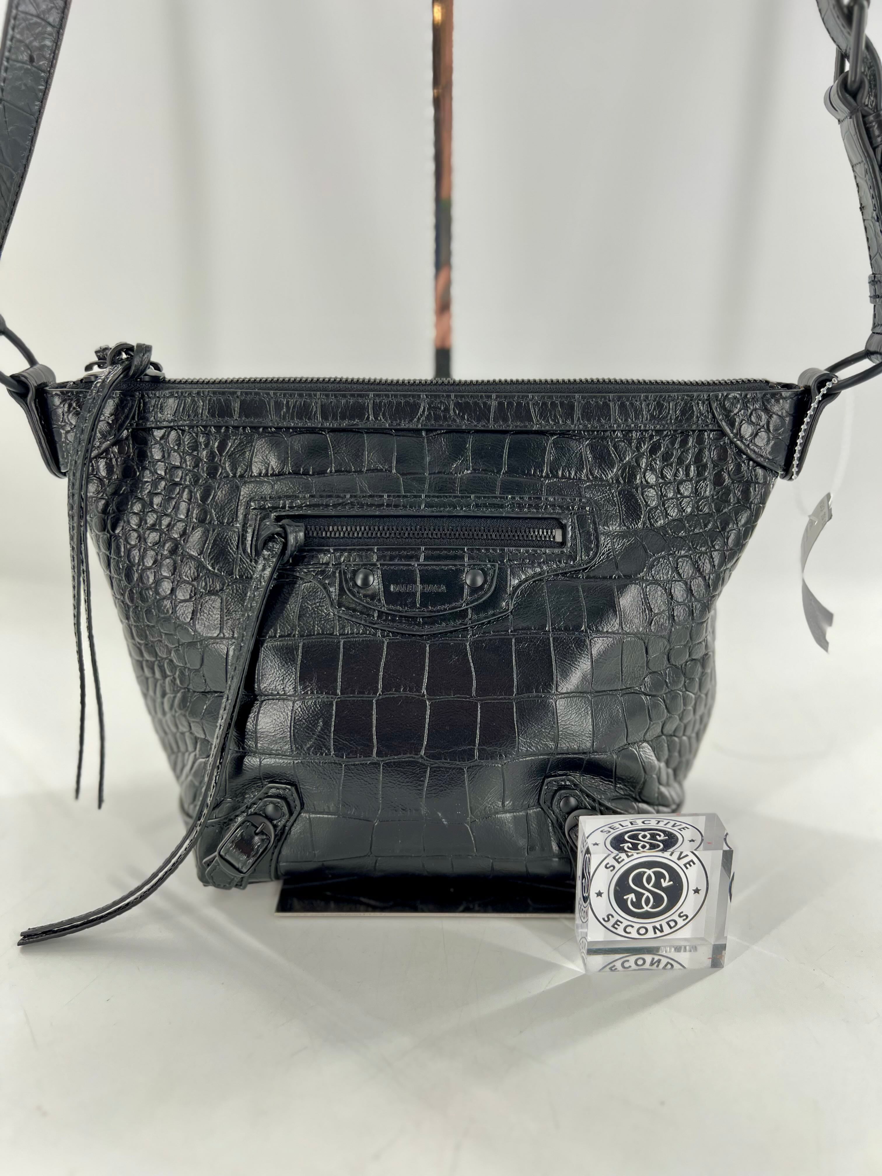 Balenciaga Neo Classic XS Croc Embossed Crossbody 2022