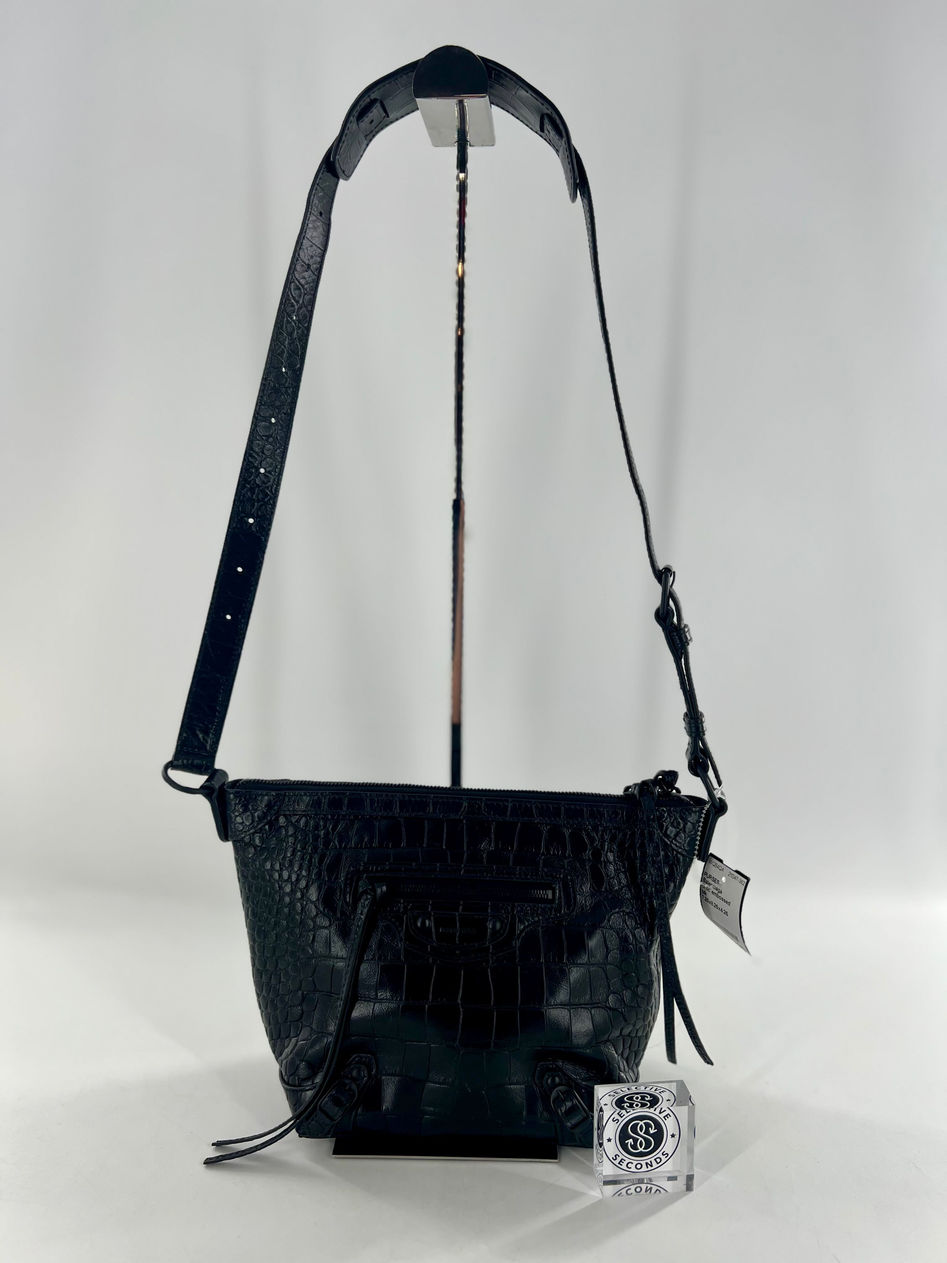 Balenciaga Neo Classic XS Croc Embossed Crossbody 2022