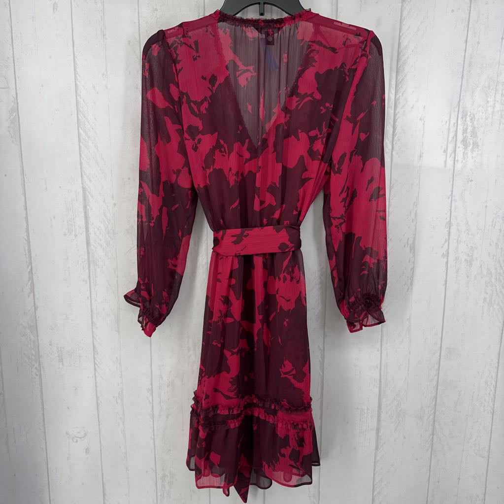 M belted v-neck l/s dress