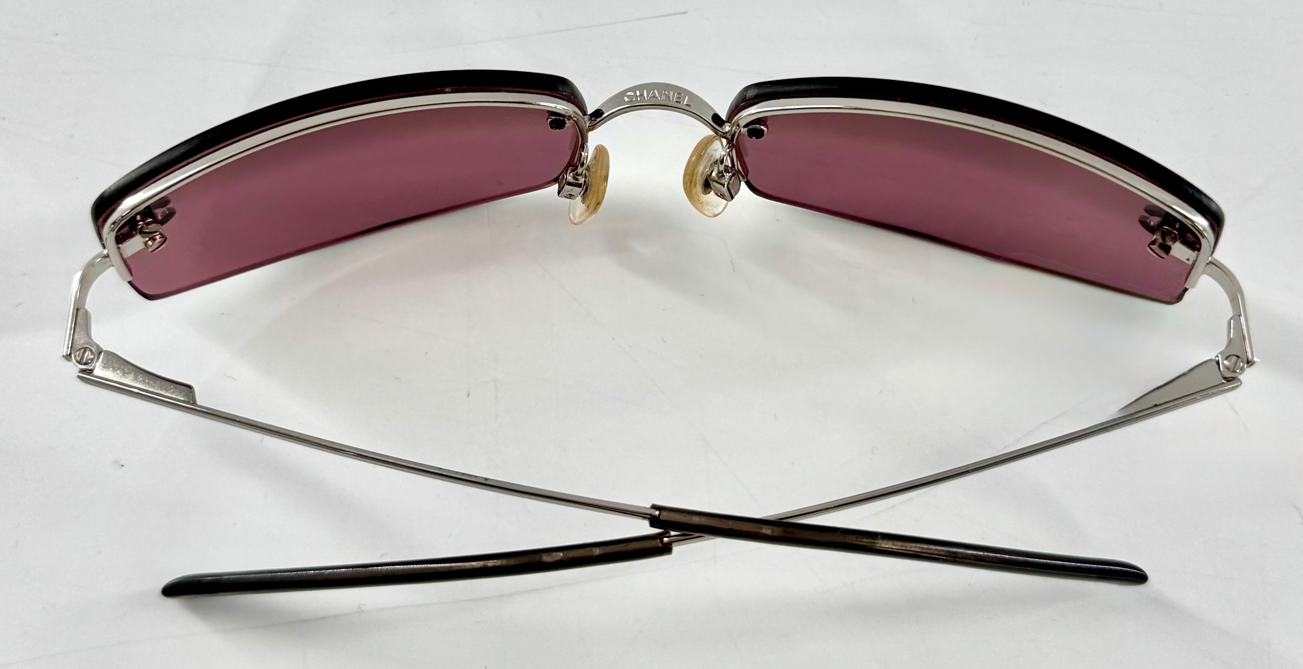 Chanel 4093-B Swarovski Rhinestone Purple Tinted Silver Sunglasses