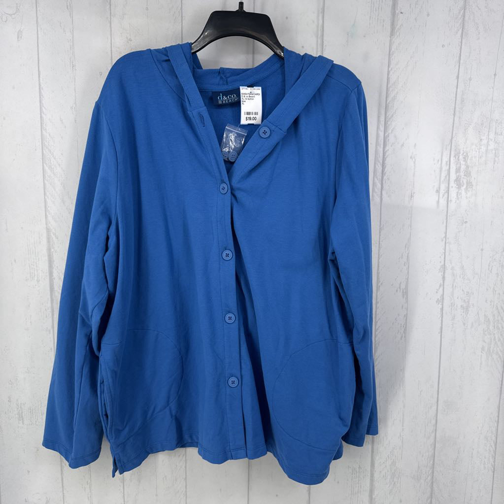 XL l/s button cardigan w/ hood