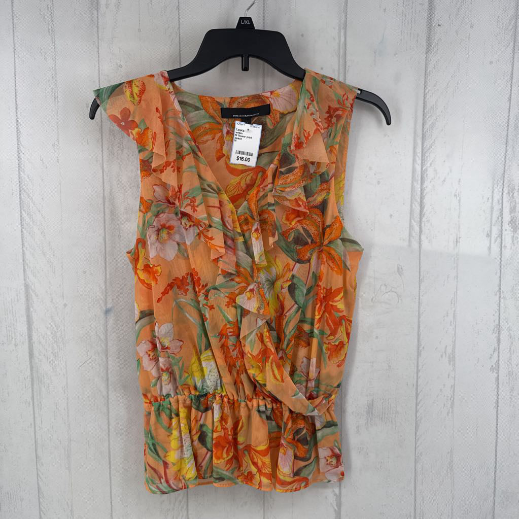 M flower print tiered ruffle tank