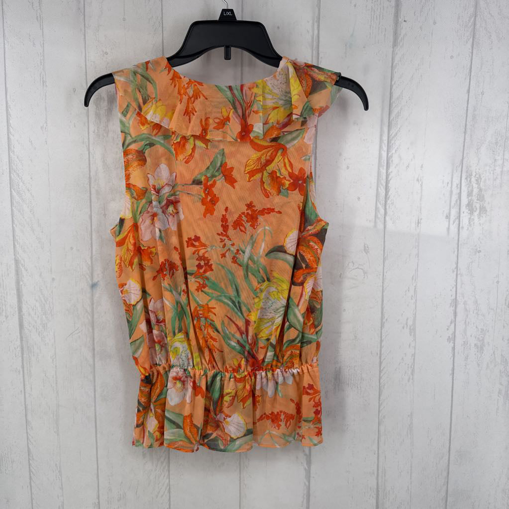 M flower print tiered ruffle tank