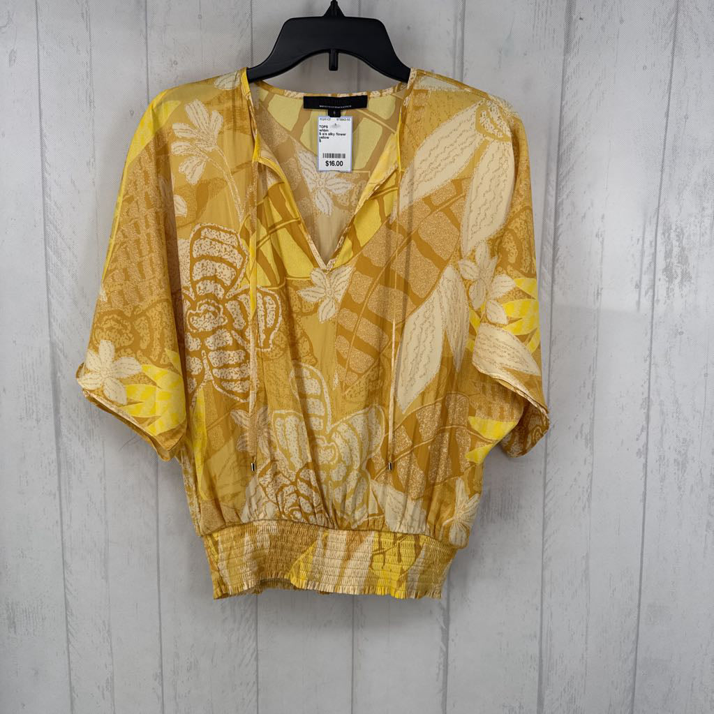 S s/s silky flower print v-neck top