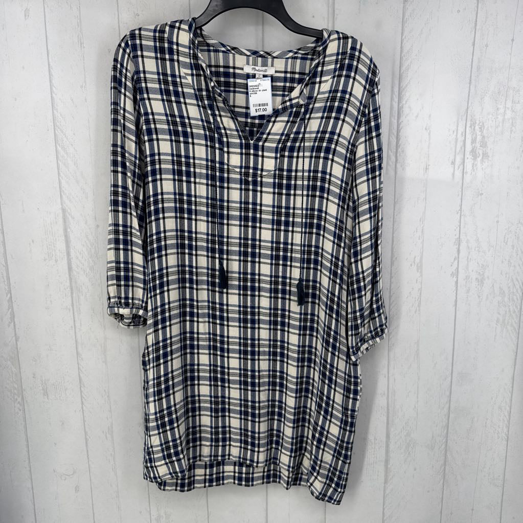 S elbow slv plaid dress