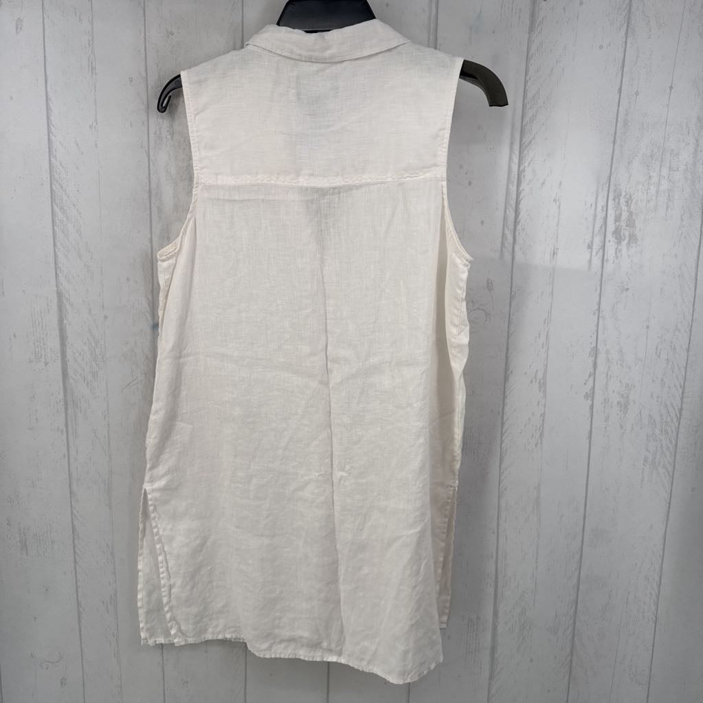 M 100% linen slvls button dress
