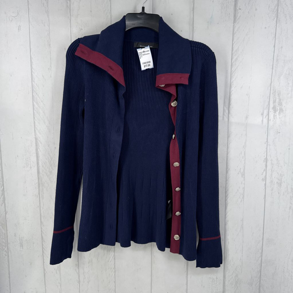 M l/s ribbed button cardigan