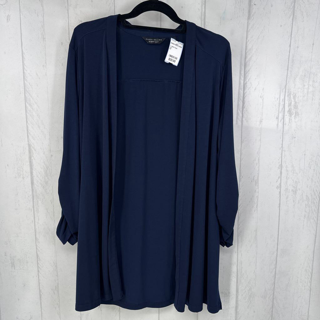 L open front ruched slv cardi