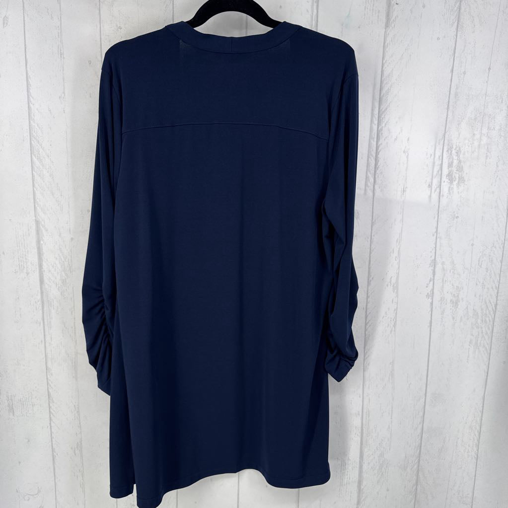 L open front ruched slv cardi