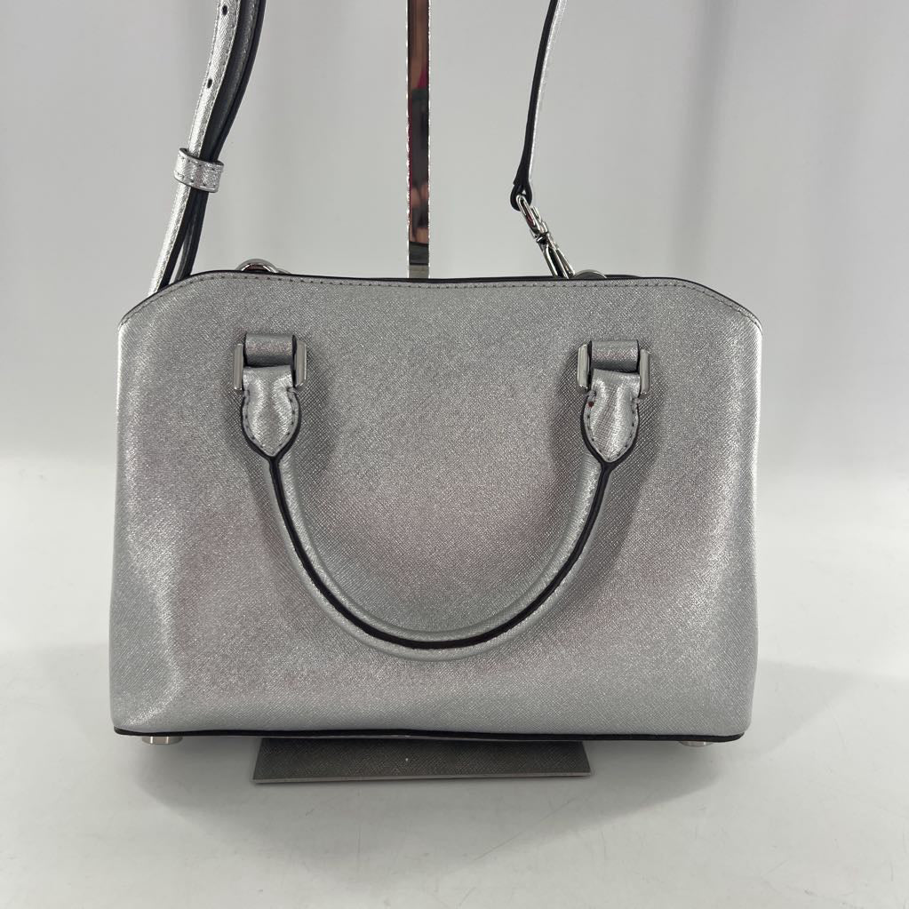 middle zip compartment dual handle satchel