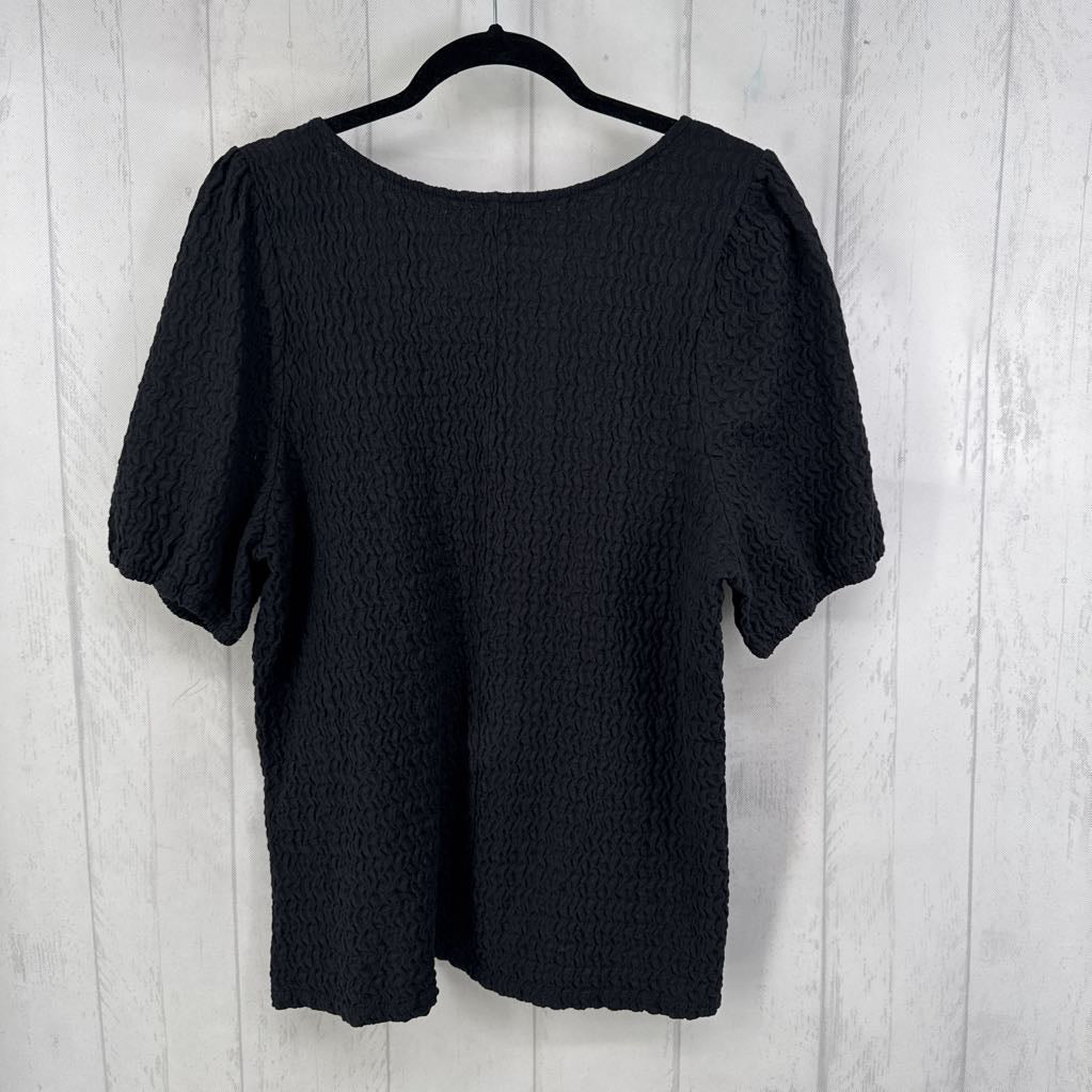 OX textured scoop neck s/s top