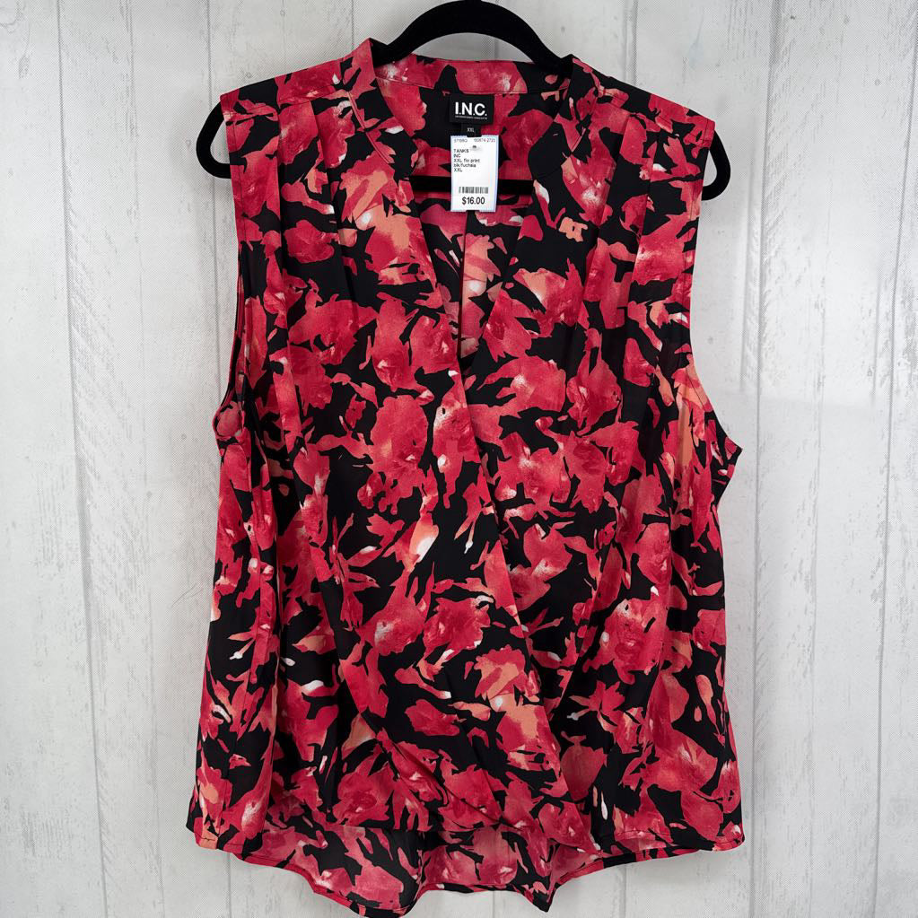 XXL flo print crossover slvls top