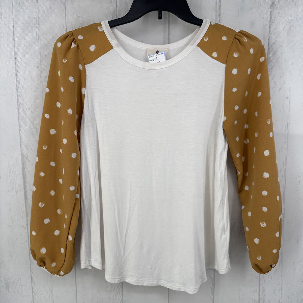 M round neck polka-dot slv top l/s