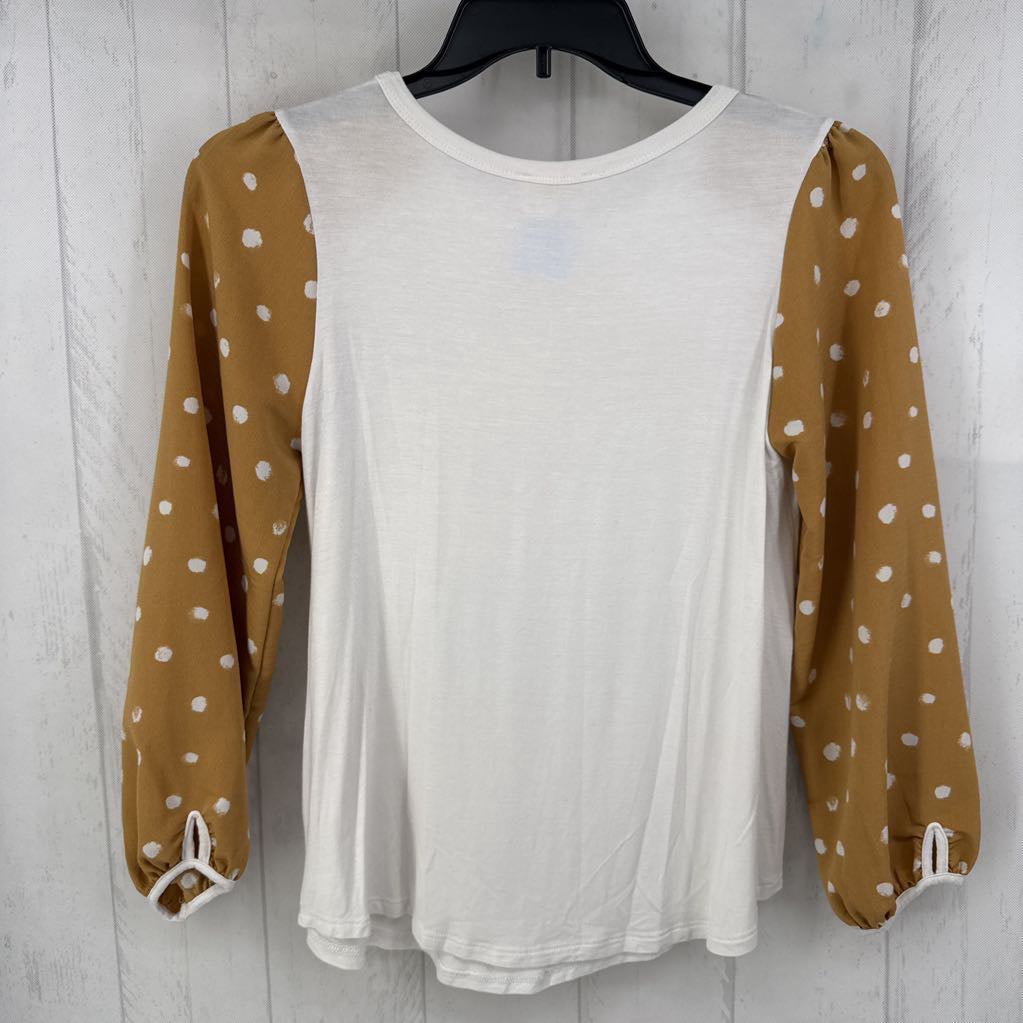 M round neck polka-dot slv top l/s