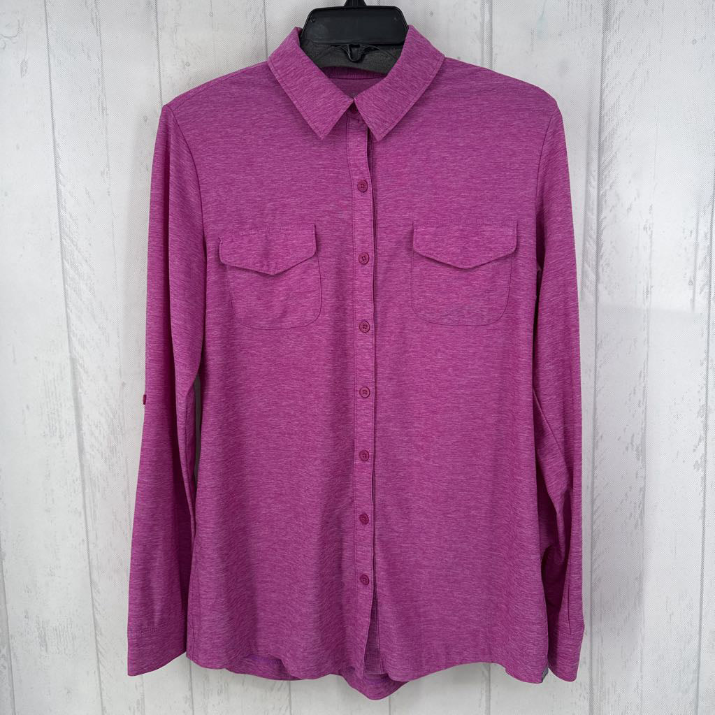M marled button down l/s top