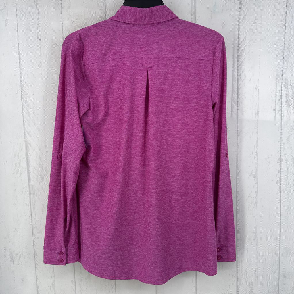 M marled button down l/s top