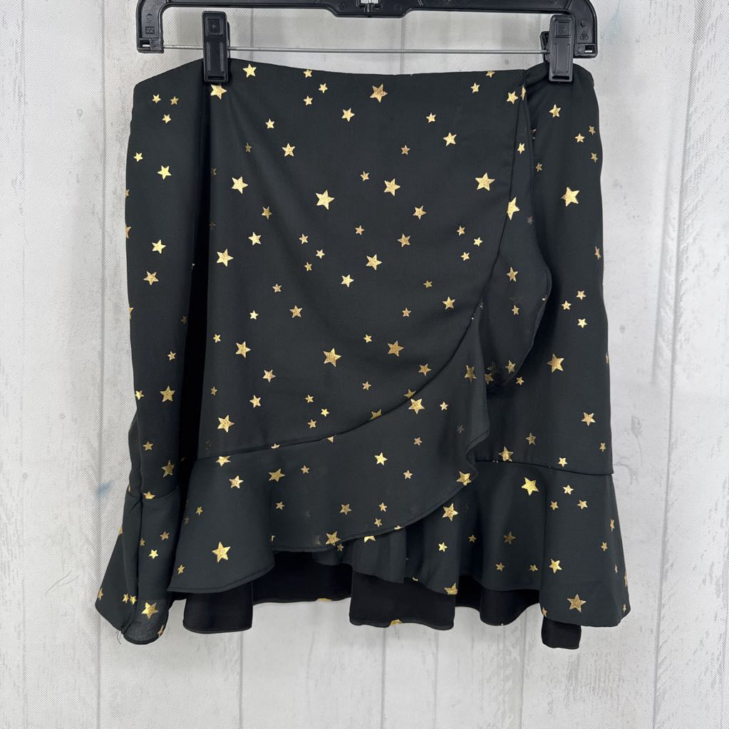 L star print ruffle hem skirt