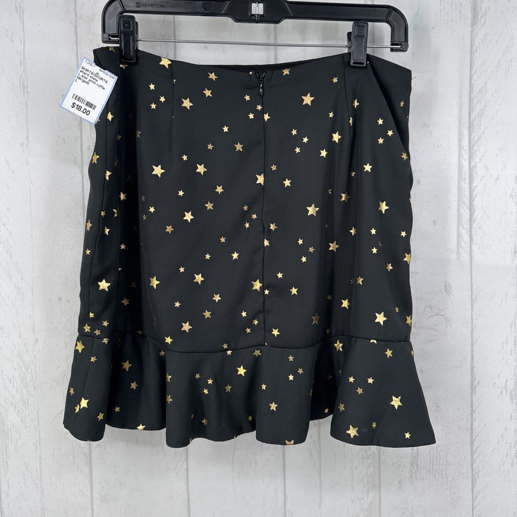 L star print ruffle hem skirt