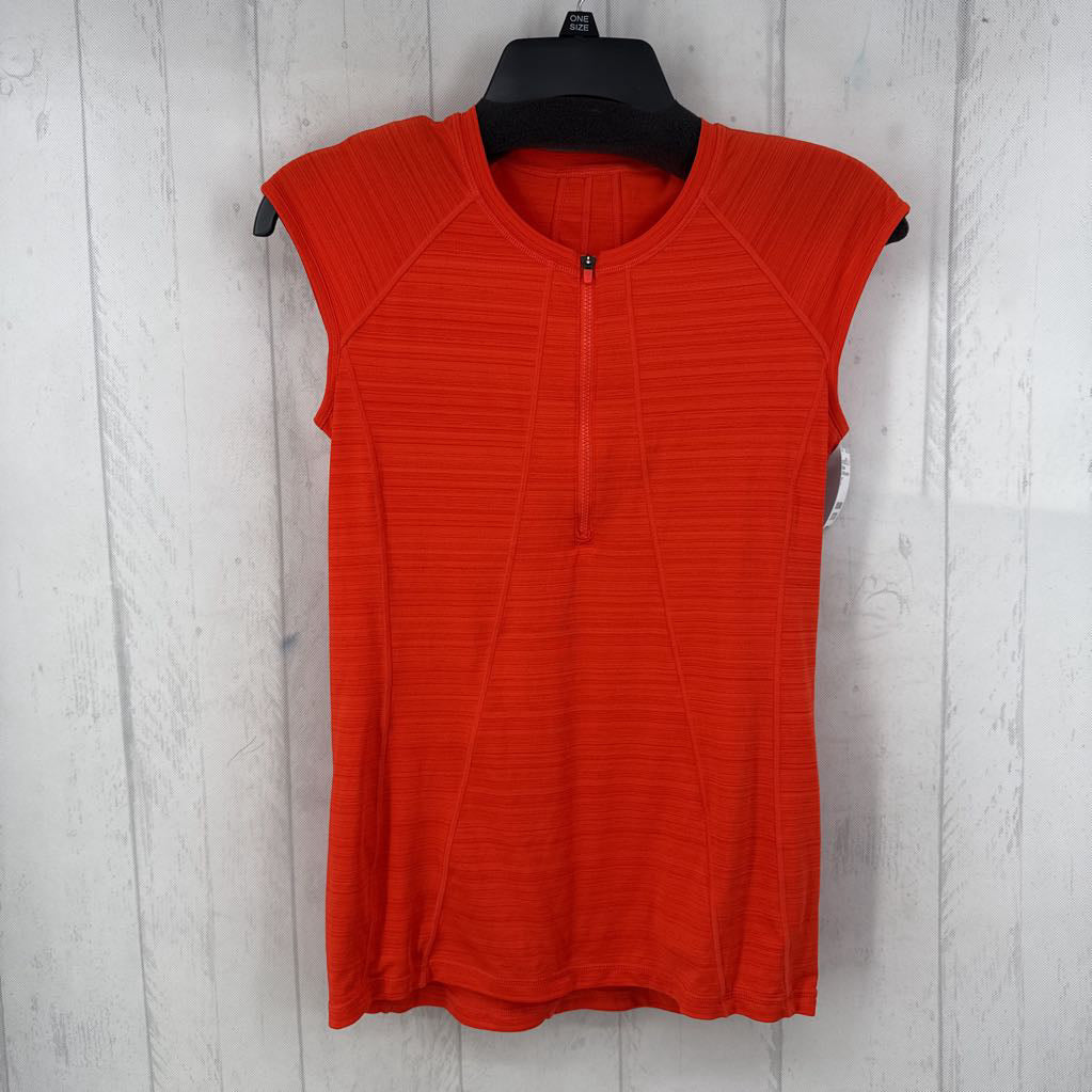 S half zip cap slv top