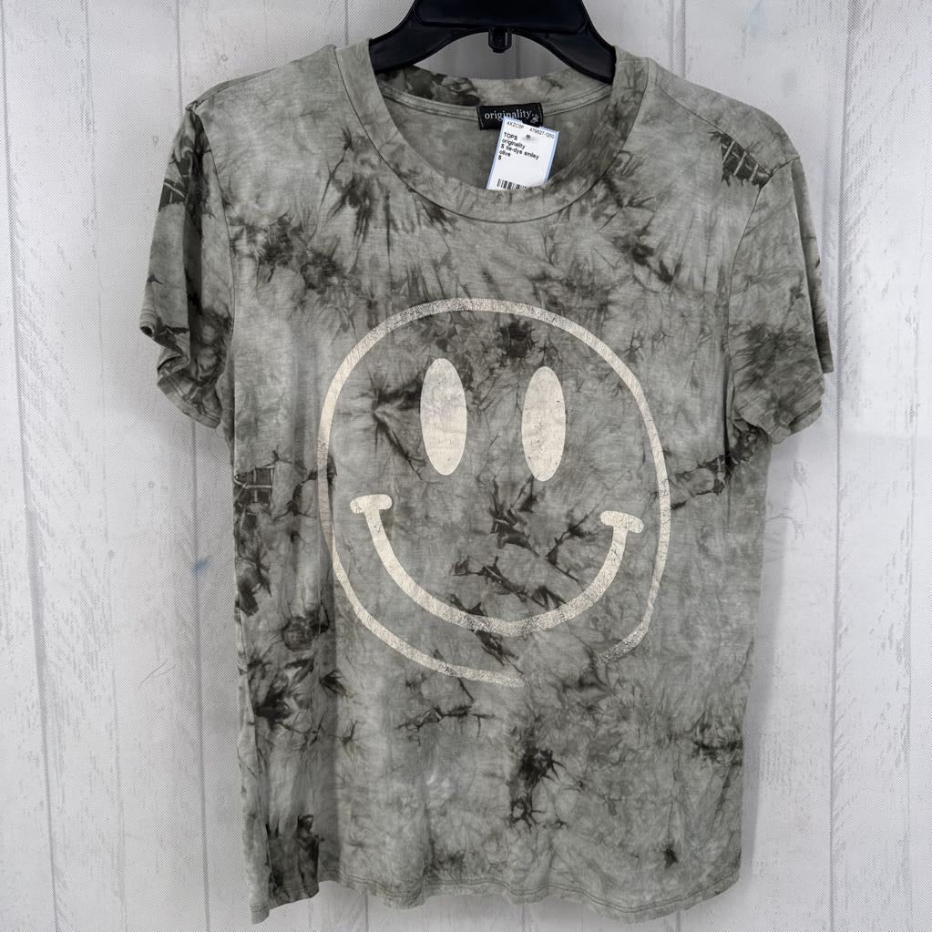 S tie-dye smiley face s/s tee
