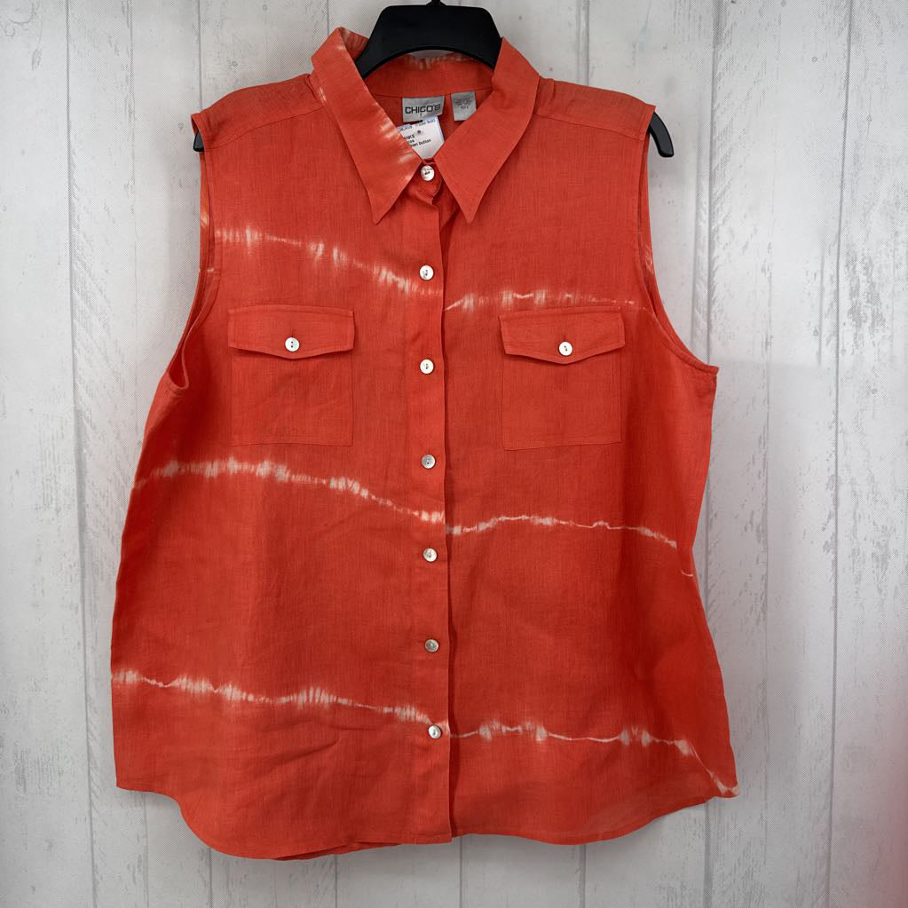 XL linen button down slvls top