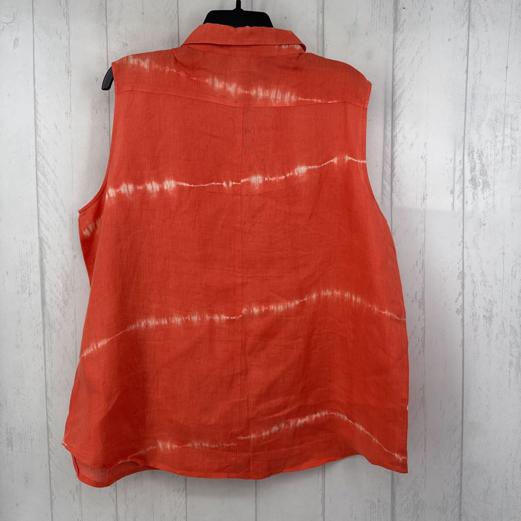 XL linen button down slvls top