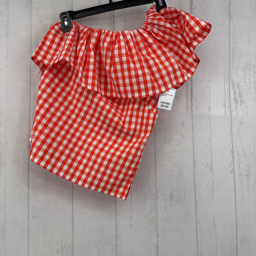 R65 2 plaid off the shoulder top