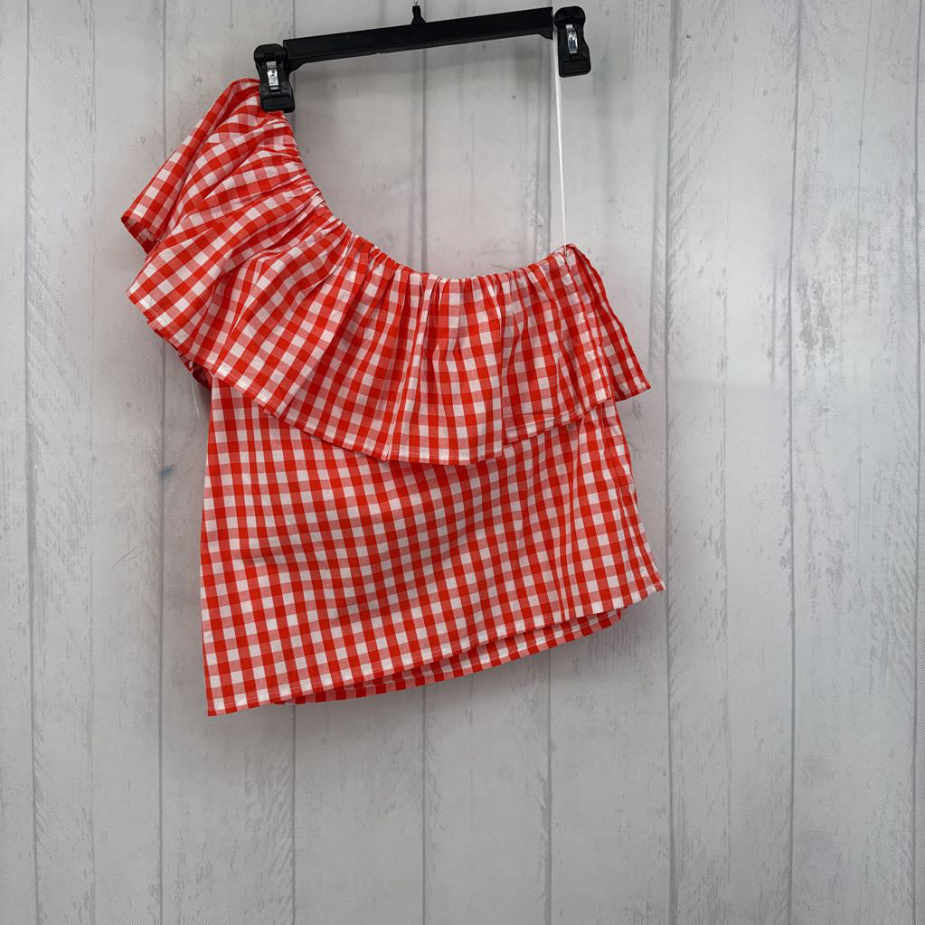 R65 2 plaid off the shoulder top