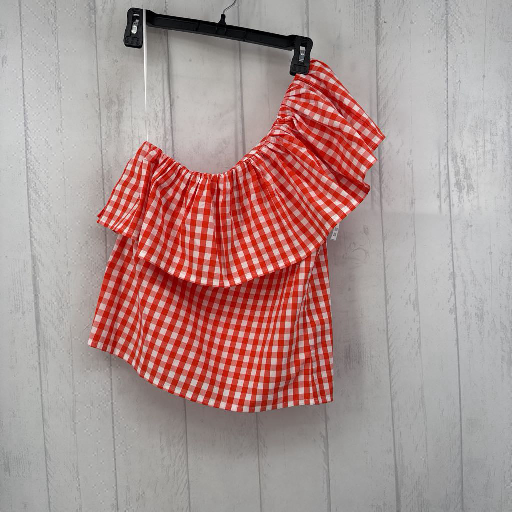 R65 2 plaid off the shoulder top