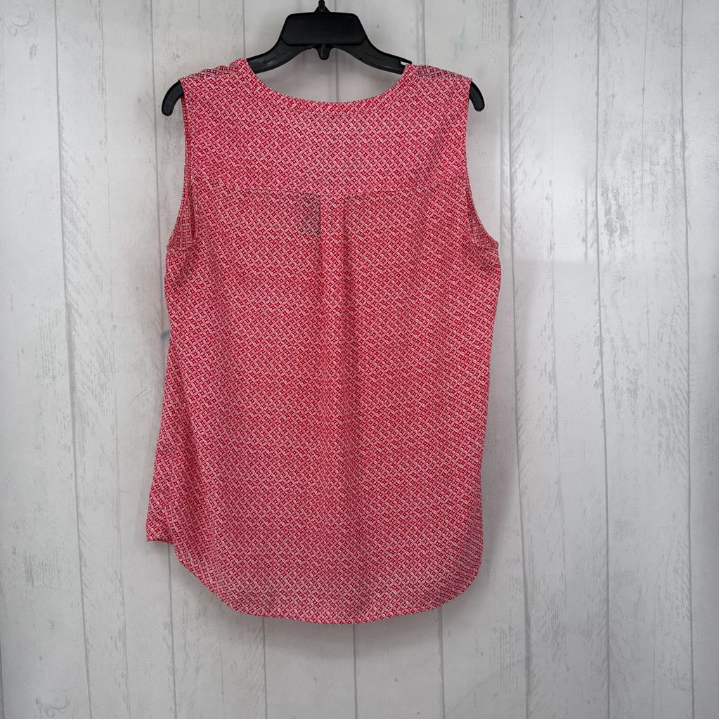 L printed split neck slvls top