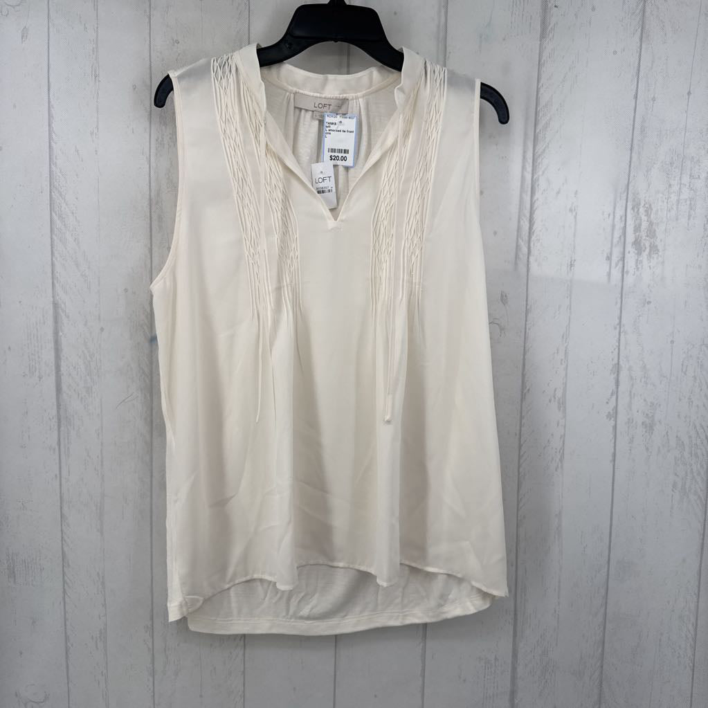 L smocked tie front hi-lo tank