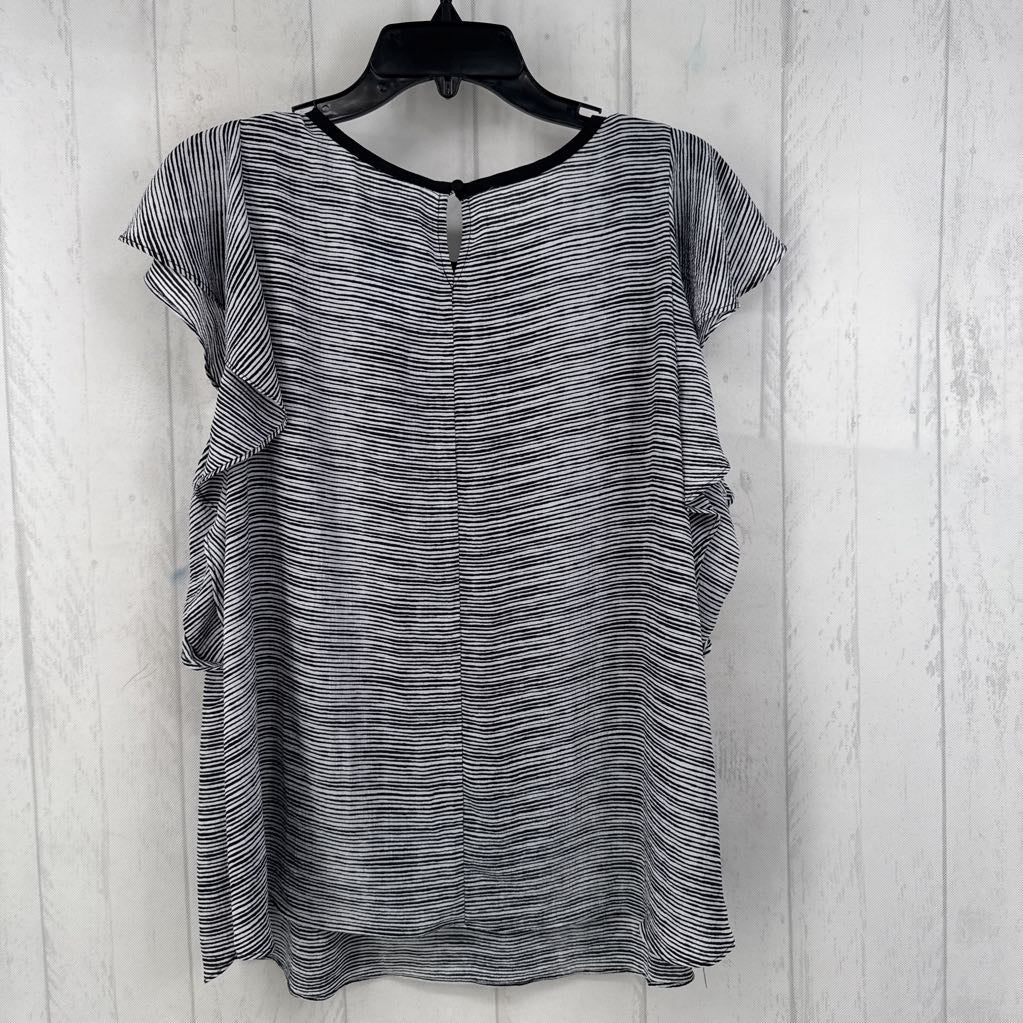 XL striped flutter slv top