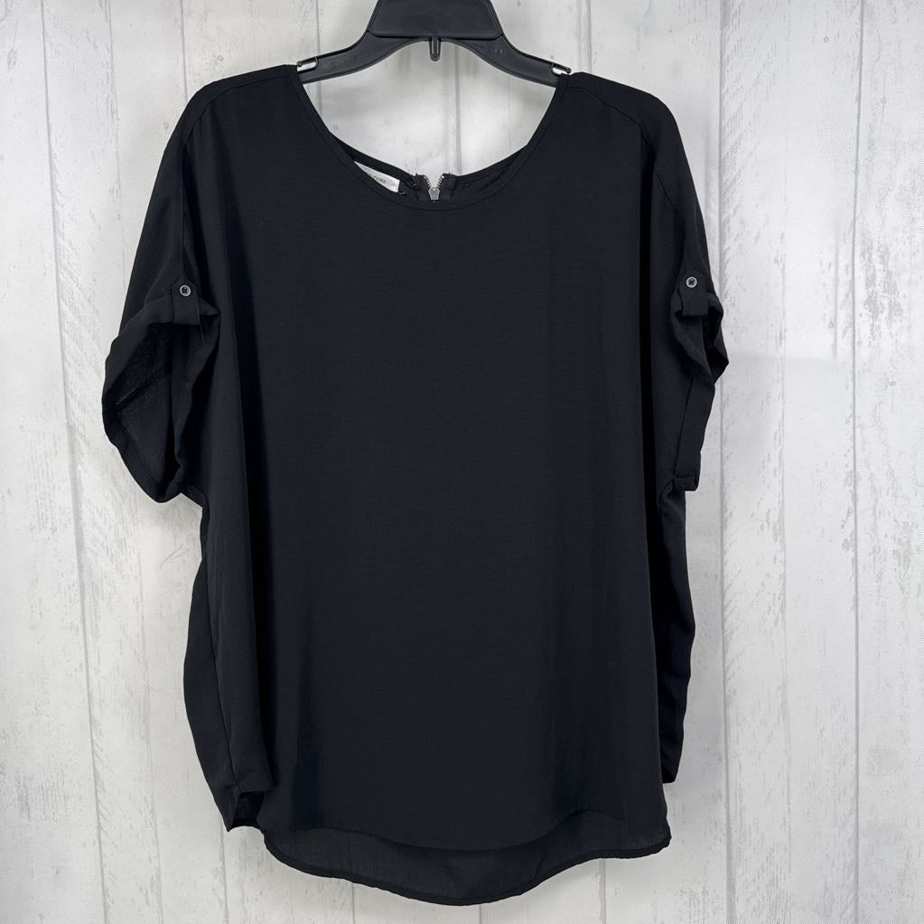 1X round neck tab slv top s/s