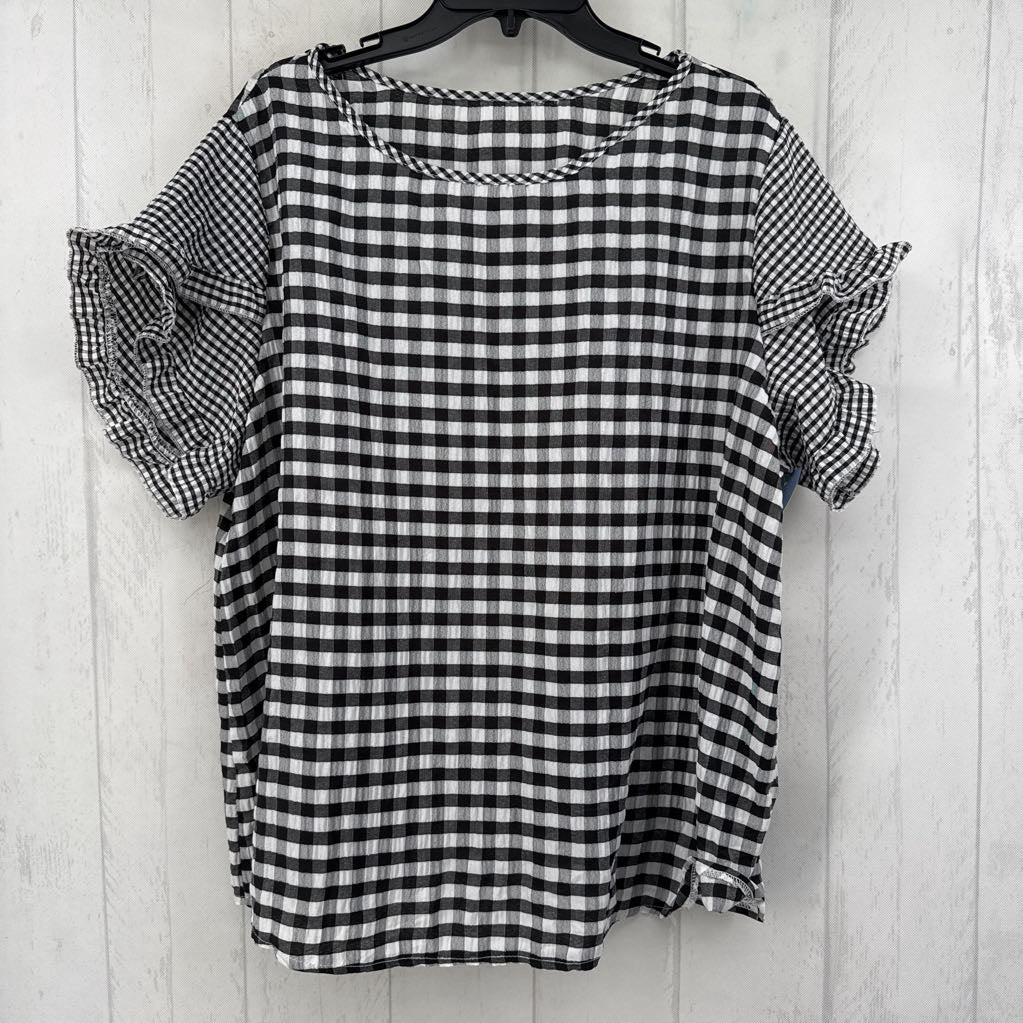 2X checkered s/s top