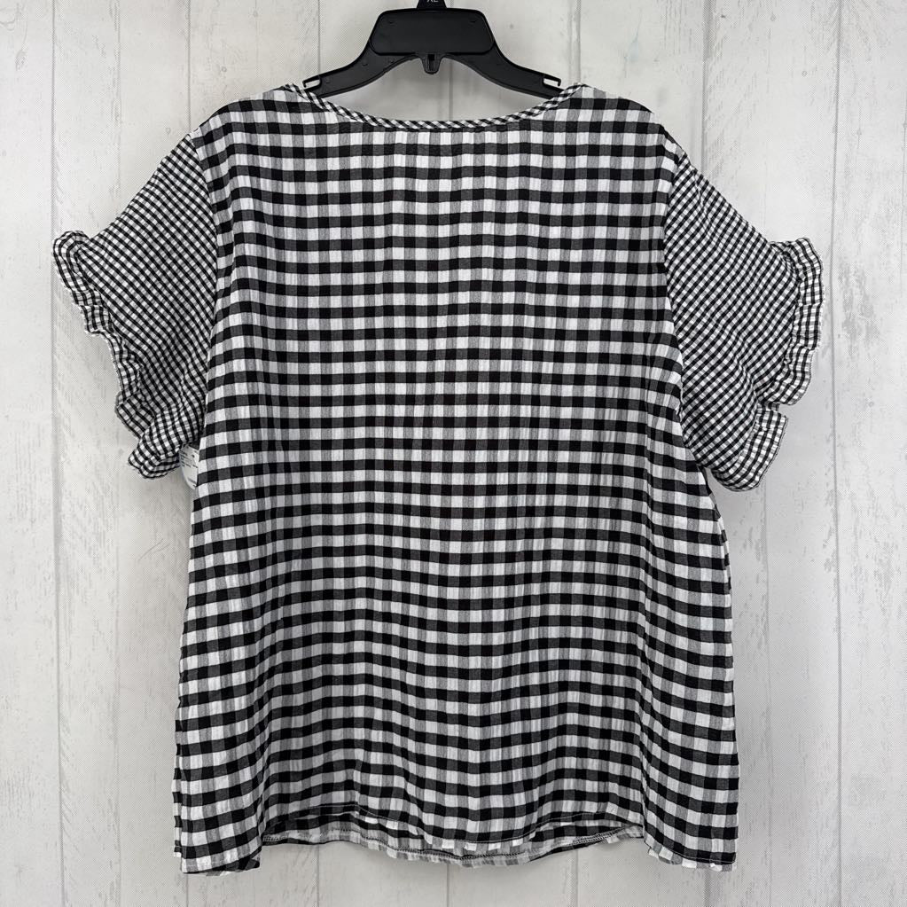2X checkered s/s top