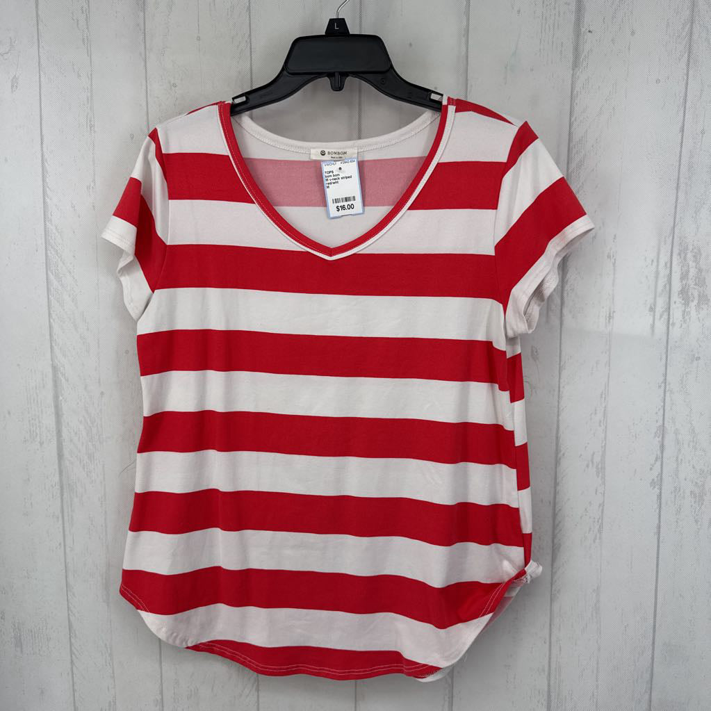 M v-neck striped s/s tee