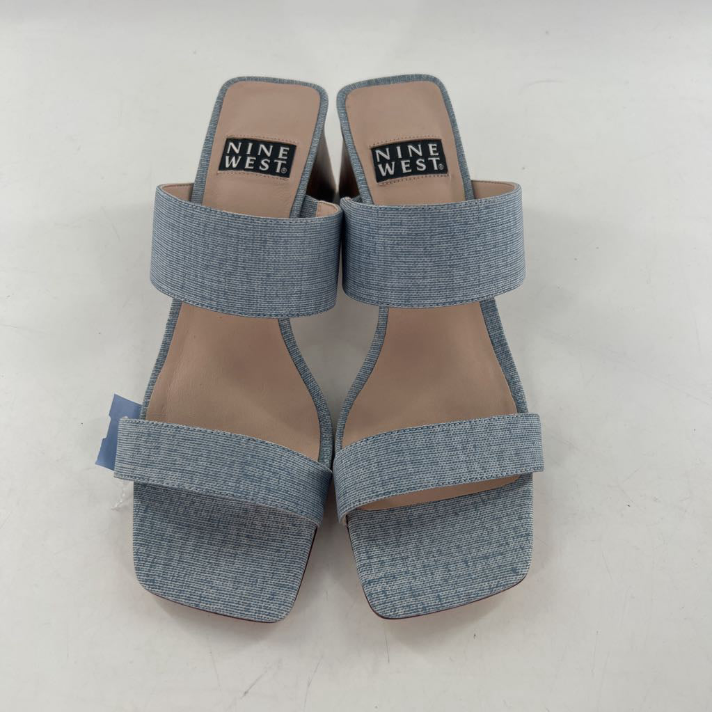 9.5 square toe double strap slide heel sandals