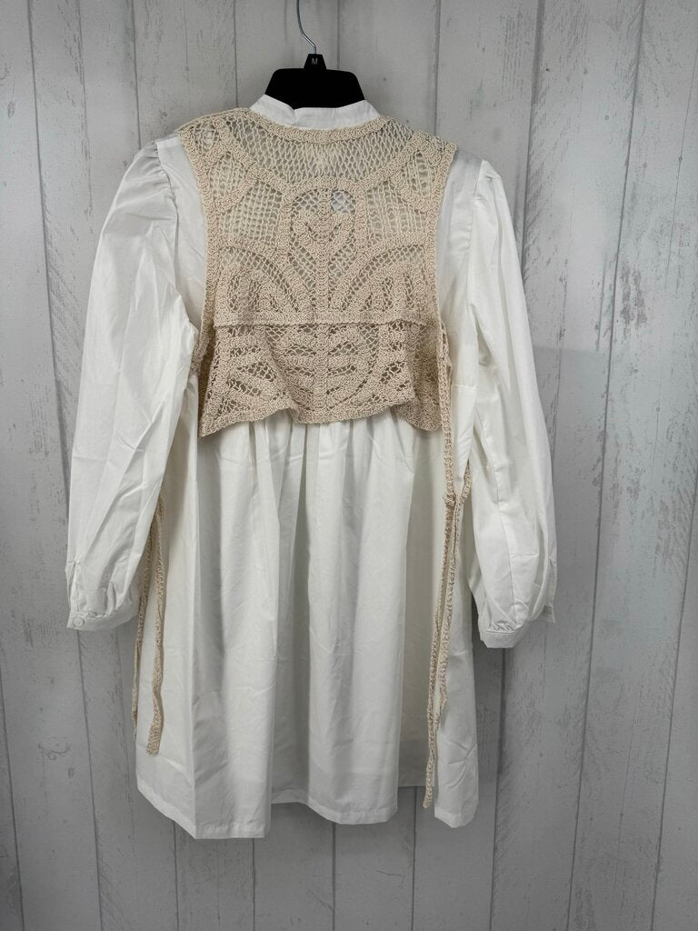 M crochet vest l/s shirtdress
