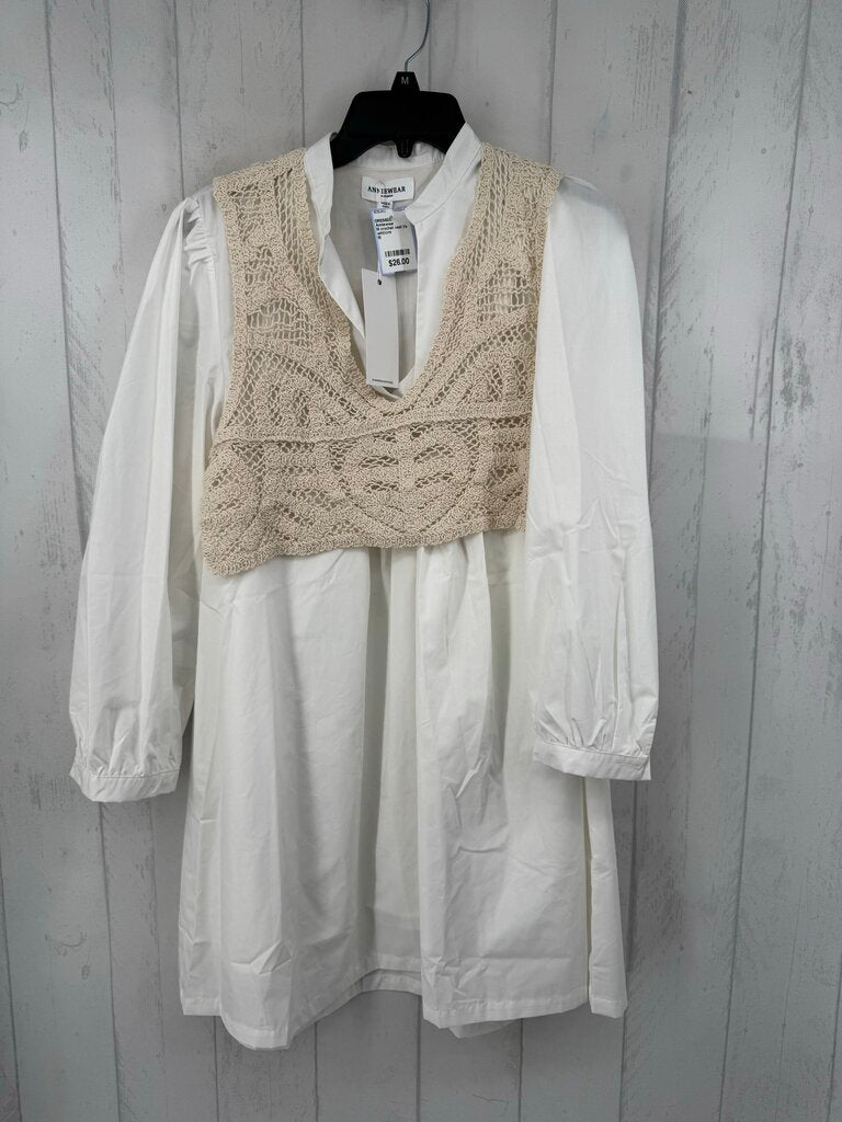 M crochet vest l/s shirtdress